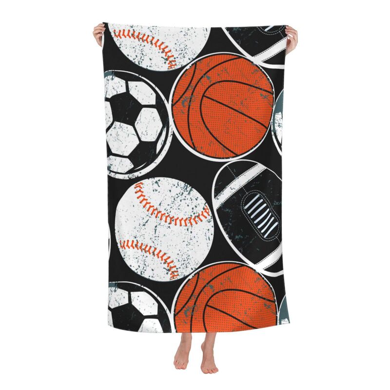 Cross-Border Beach Towel Cartoon Basketball Football Volleyball Printed Bath Towel Microfiber Sports Towel Amazon Wholesale