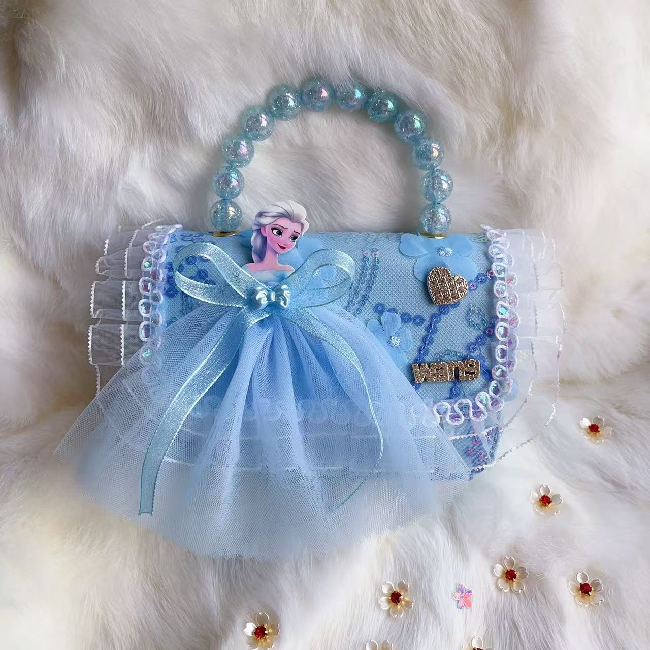 Bagos de perlas de niñas, arco de encaje de arco de princesa, bolsos de hombro de nueva cadena, bolsos para niños