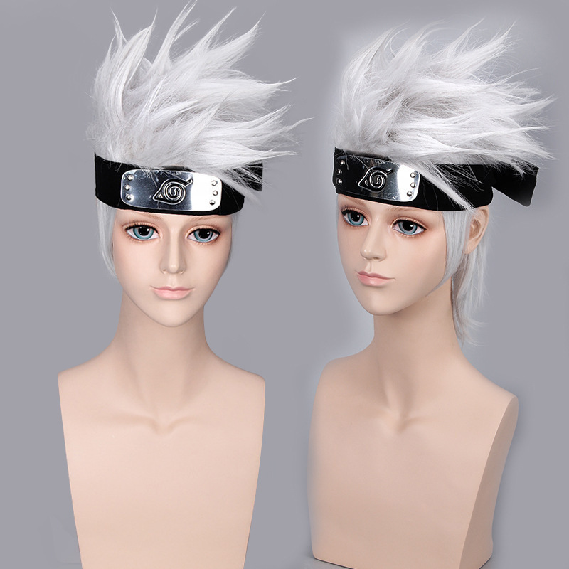 Master Shengda Banner Muka Kakashi Wig Naruto Rushover Ninja Anime Wig Silver Grey Wig