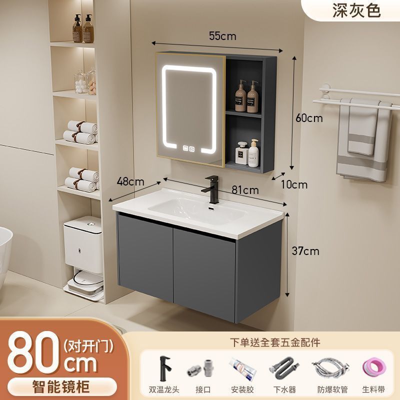 Gabinete de baño de aluminio inteligente espacial grueso combinación lavabo lavabo en cerámica lavabo fábrica de inodoro al por mayor