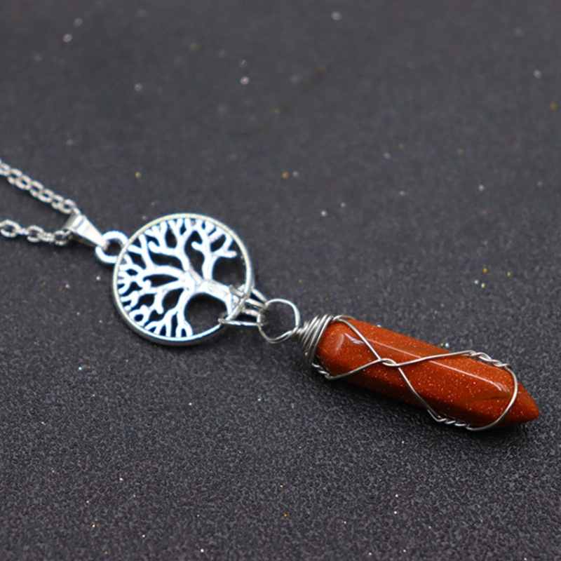 10g Weight Alloy, Natural Stone, Crystal Pendant Material Pendant Necklace Classification Alloy Chain Material cable chain Chain Type 1 Piece Quantity Holiday, Daily Occasion Alloy, natural stone, Crystal Material Sun, Moon, Tree Pattern Unisex Gender Polishing, Hollow Out Design Casual, Retro Style Casual Retro Sun Moon Tree Alloy Natural Stone Crystal Pendant Necklace In Bulk 8