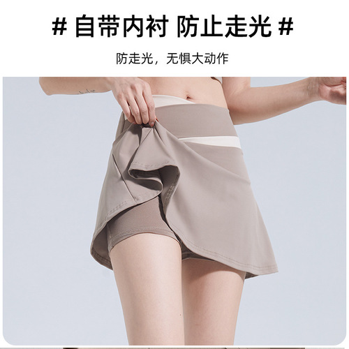 lulu summer outdoor high-waist sports short skirt breathable anti-exposure running fake two-piece yoga tennis culottes suit