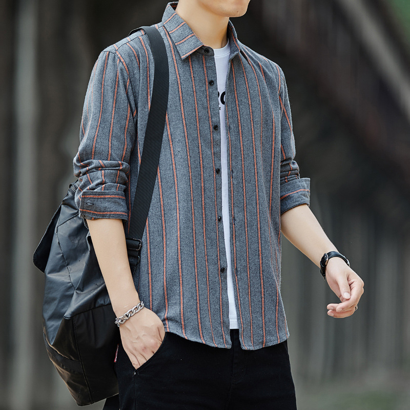 Spring and Autumn new long-sleeved shirt men's cheap light casual Korean style fashionable all-match striped shirt