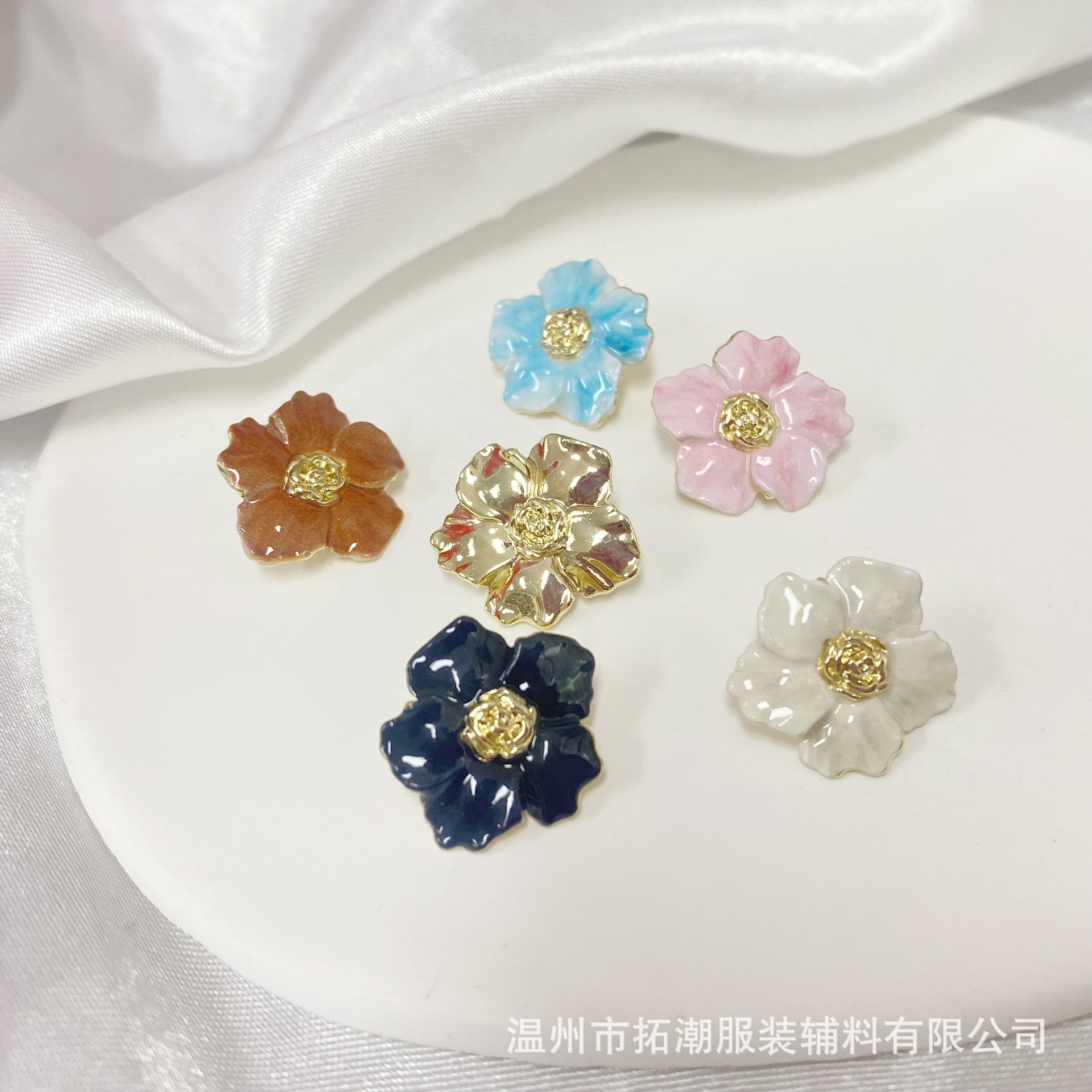 新品高级花朵彩色金属纽扣大衣毛衣针织西装开衫连衣裙中国风扣子