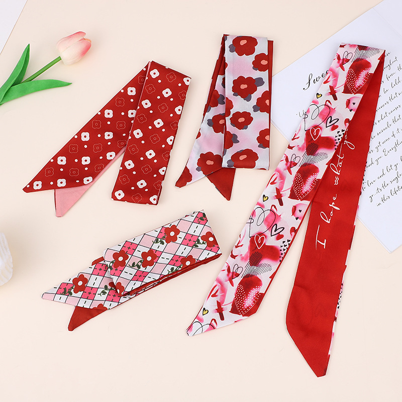 Silk Scarf Classification Women's Elegant Heart Shape Flower Lingge Polyester Silk Scarf