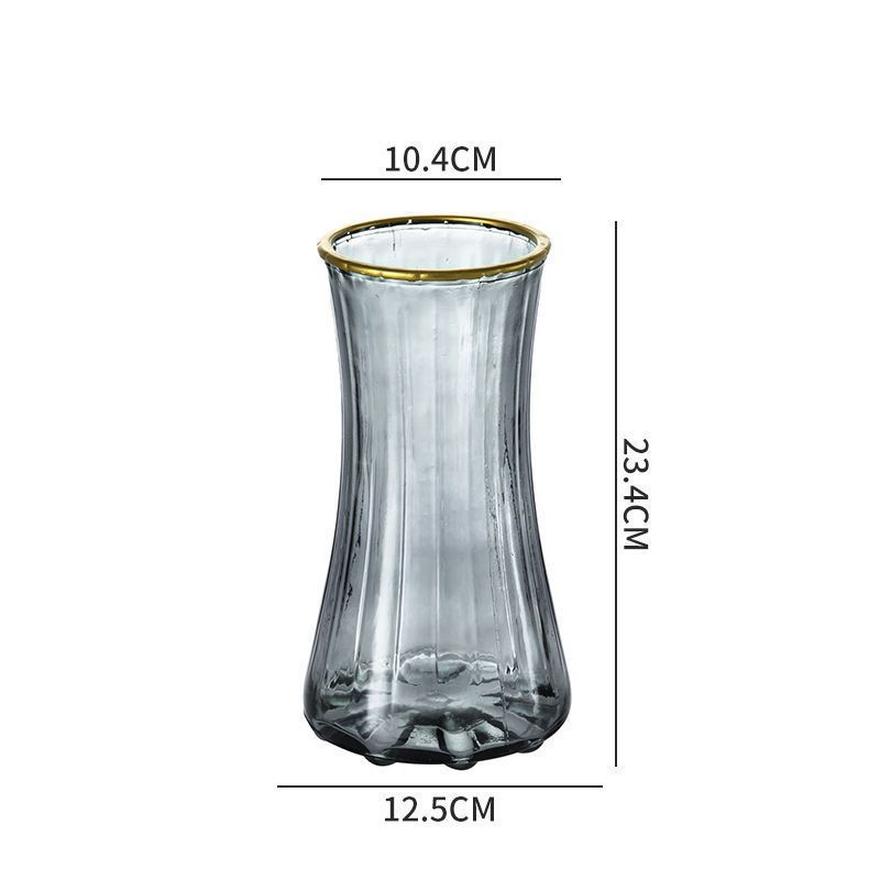 Jarrón transparente de estilo escandinavo de alta gama, de vidrio, con cultivo de agua, rico arreglo floral de lirios de bambú, decoración de escritorio.