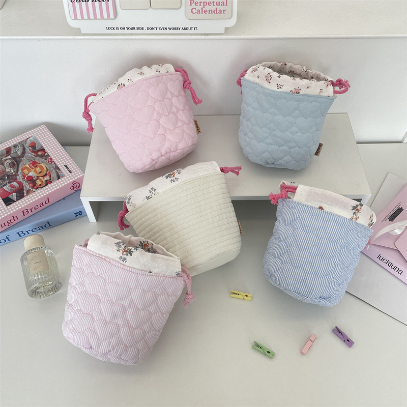 5811 Drawstring Storage Bag Cylindrical Cosmetics Jewelry Desktop Storage Basket Small Basket Earphones Sundry Storage Basket