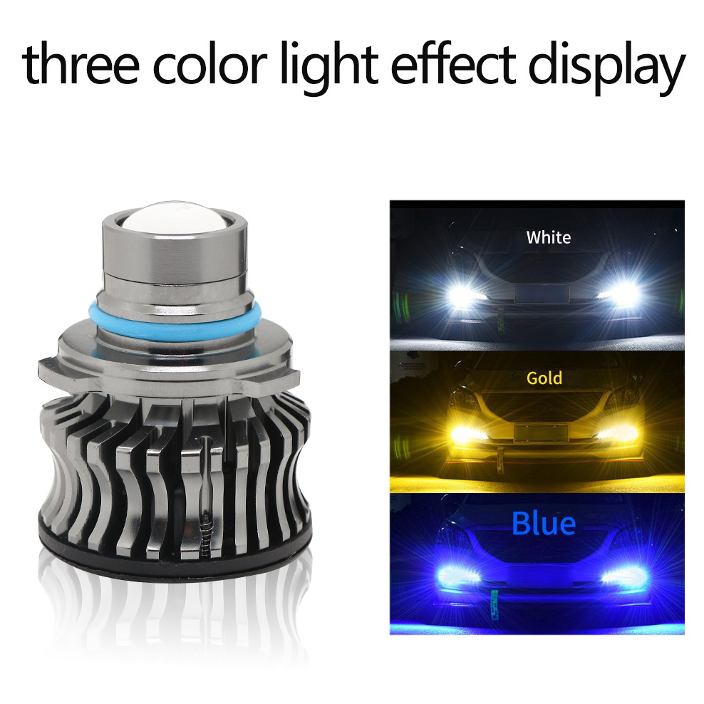 Cross-border laser direct insertion integrated LED car headlight golden light lime three-color flash H119005 front fog lamp