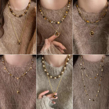 晗珞~美拉德风虎眼石吊坠项链复古时尚百搭毛衣链个性气质项饰女