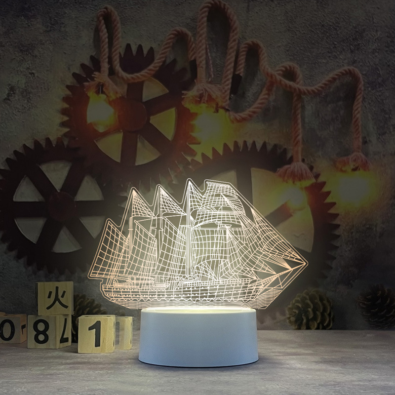 Nueva y única lámpara de noche 3D de acrílico, lámpara de escritorio USB, lámpara de noche para dormitorio, lámpara LED creativa, regalo de regreso a clases, Día del Trabajo