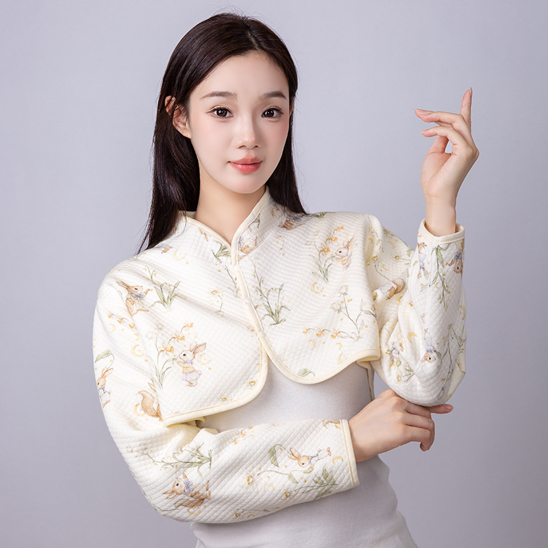 月子披肩秋冬保暖护颈椎长袖外套睡觉防寒产妇坐月子喂奶小坎肩|undefined