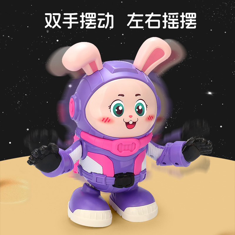 Transfronterizos eléctricos divertidos bailar conejos espaciales música luces oscilantes pequeñas muñecas eléctricas muñecas juguetes para niños mayoristas
