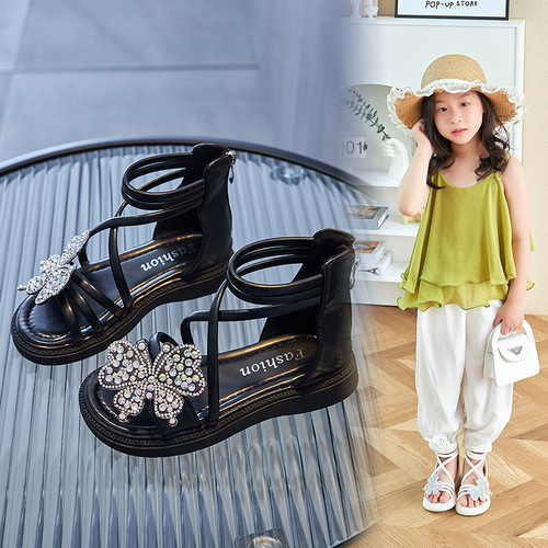 Girls Roman sandals summer new Korean fashion children's shoes little girl baby princess shoes soft sole non-slip