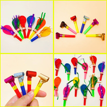 会响会叫的金丝口哨气球大小儿童哨子玩具吹龙伸缩吹吹卷生日派对