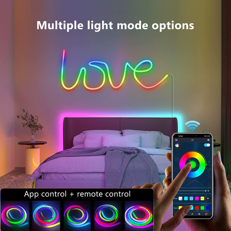 Набор неоновых светодиодных лент Fantasy, музыкальные LED-ленты, IP67 силиконовые неоновые ленты, DIY, Bluetooth, приложение