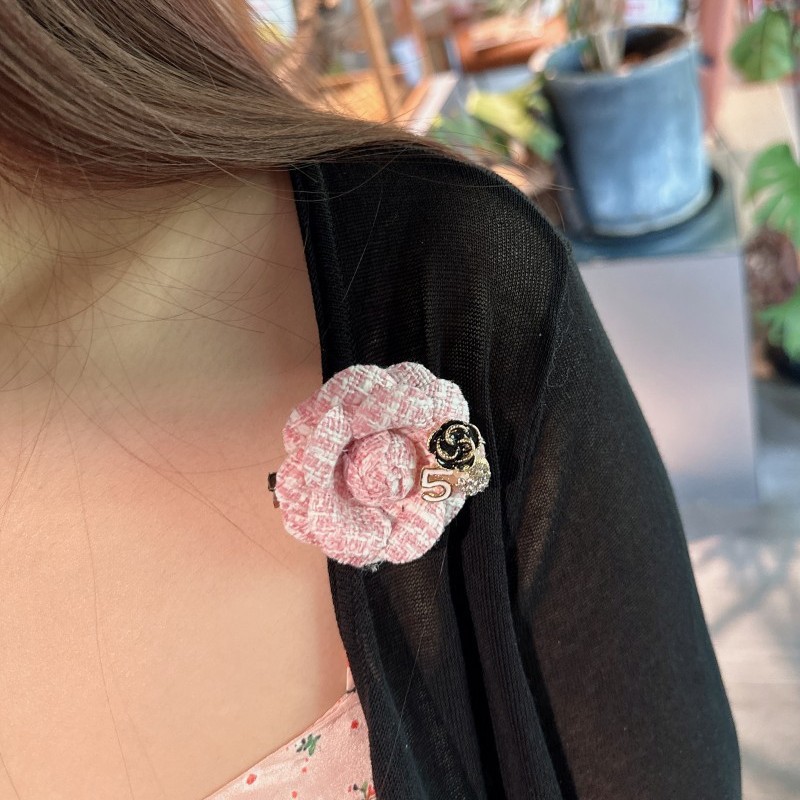 Elegant koreansk kameliablomma brosch dam mode accessoar_voghion.com