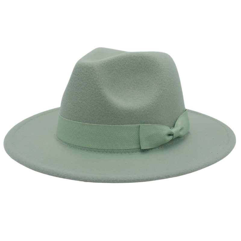 Unisex Fashion Solid Color Bow Knot Flat Eaves Fedora Hat display picture 3