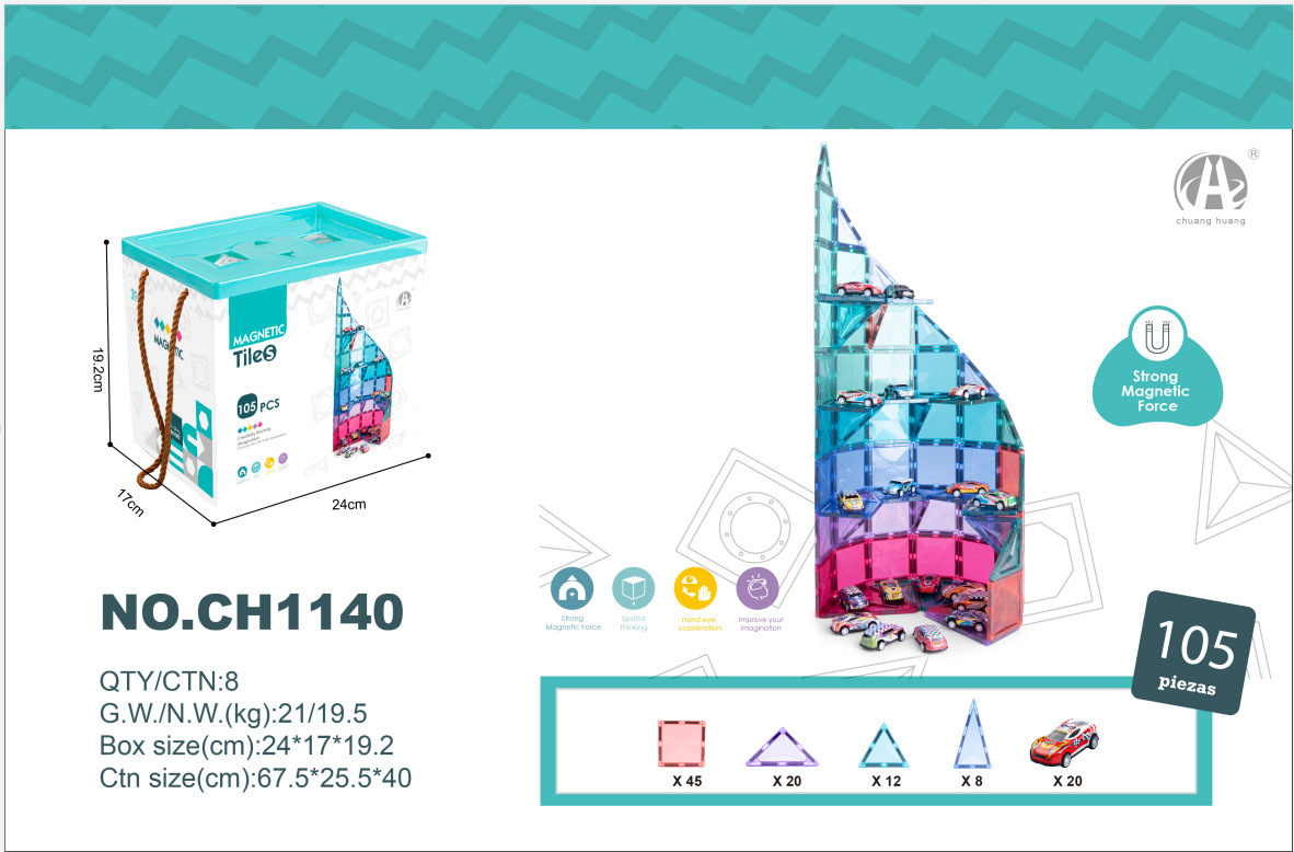 7.5CM 다이아몬드 표면 자기 시트 주차장 105P