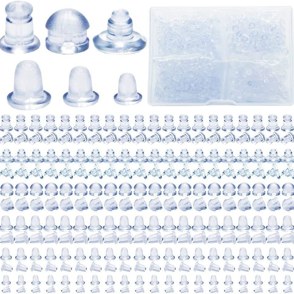 Трансграничные 600 шт. силиконовые серьги, задняя пластина с коробкой, серьги, защитная задняя накладка, задняя пробка, мягкая задняя часть сережек, замена