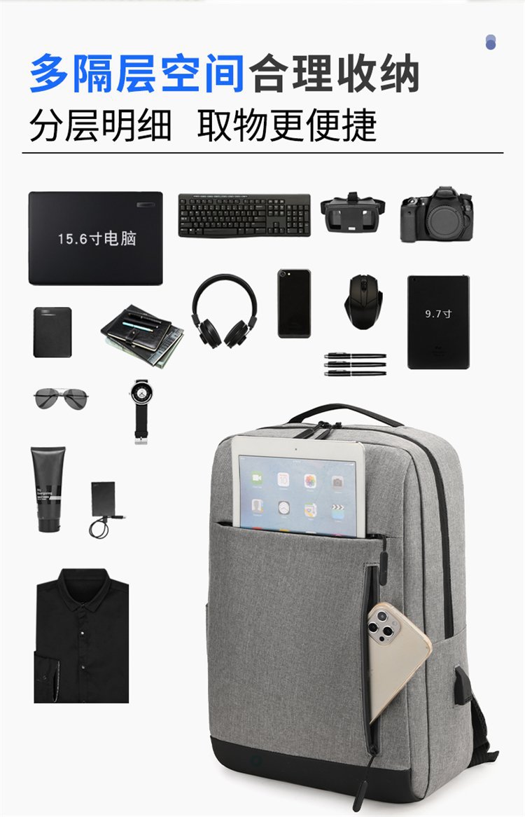 Three-piece backpack set: business travel, leisure meetings, business trips, backpacks, computer bags, printed words and logos Application Scenario