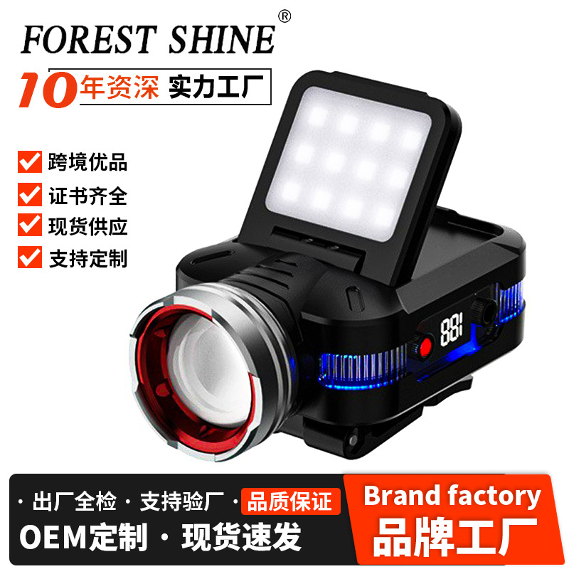 Transfronterizos nuevos faro al aire libre portátil multifuncional sombrero lámpara de motocicleta impermeable lámpara de advertencia campamento lámpara de trabajo de emergencia