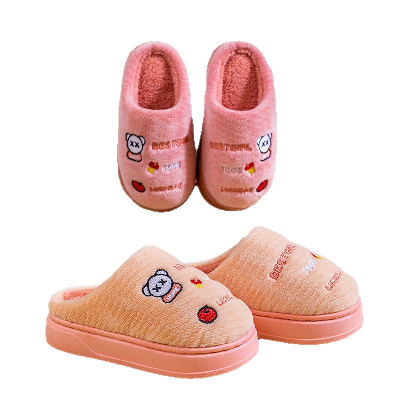 Otoño y invierno zapatillas de algodón para niños y niñas bebés en el hogar infantil invierno zapatillas de lana para niños padres e hijos mayores