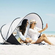 速开沙滩帐篷2-3人户外露营便携帐篷欧美风夏季海边白色帐篷