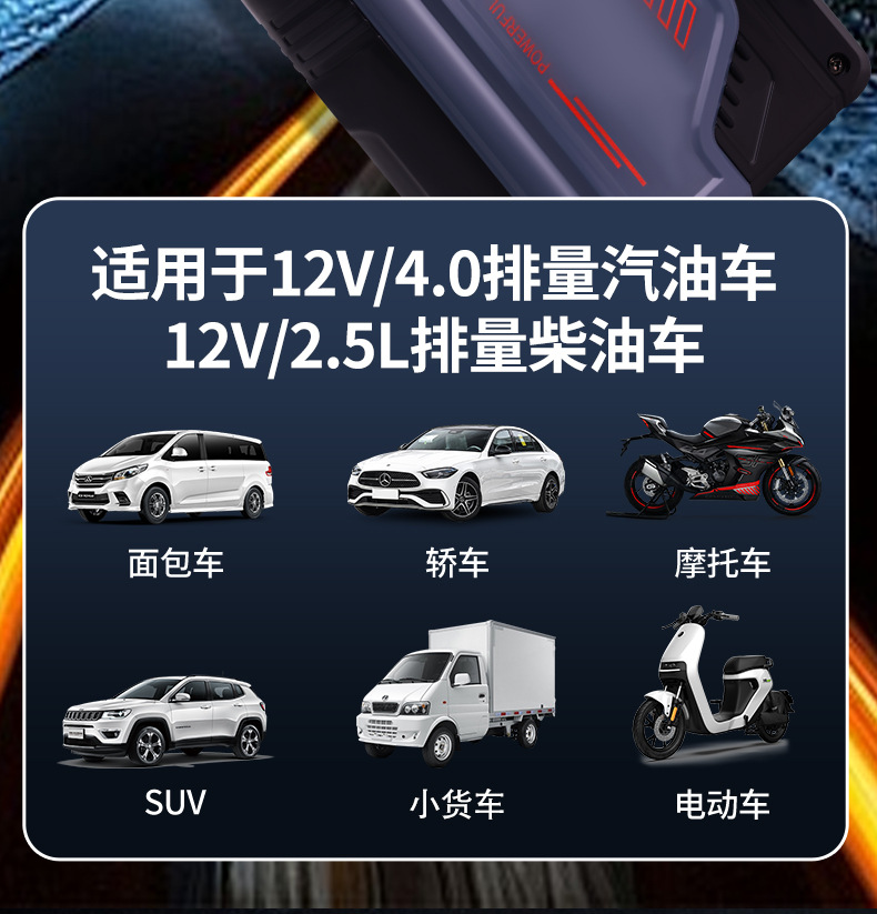 Inflator Pump, Car Emergency Ignition, Lighting and Inflating All-In-One Machine, Car Air Pump, Portable Power Bank