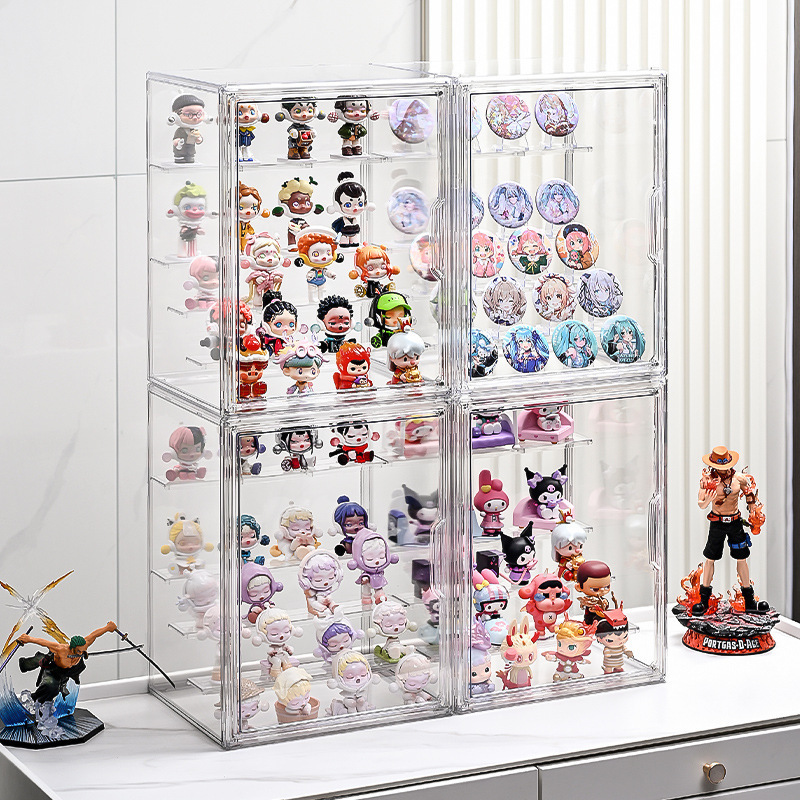 工厂亚克力人形摆件收纳盒吧唧周边手办陈列柜透明盲盒收纳