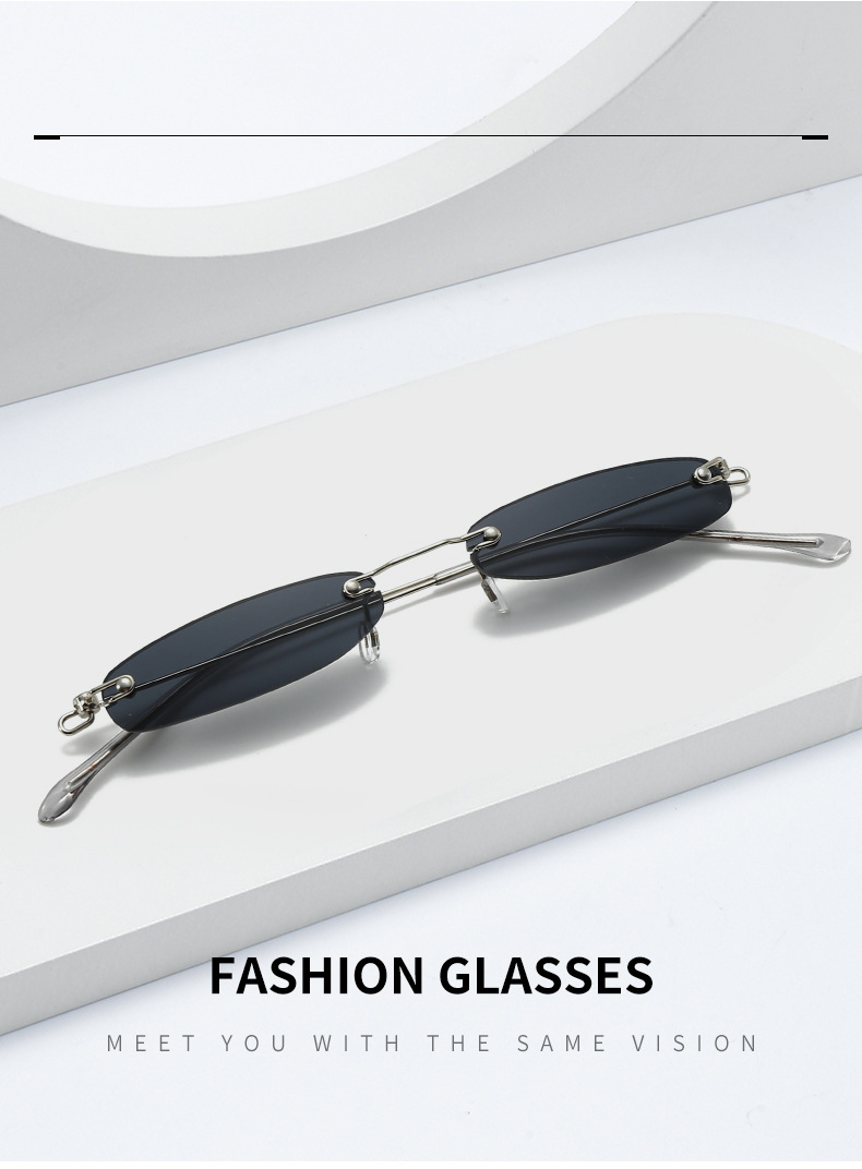 Cross Border New European And American Personality Small Frame Sunglasses Fashionable Frameless Trend Sunglasses Ultra Light Versatile Mini Glasses_voghion.com