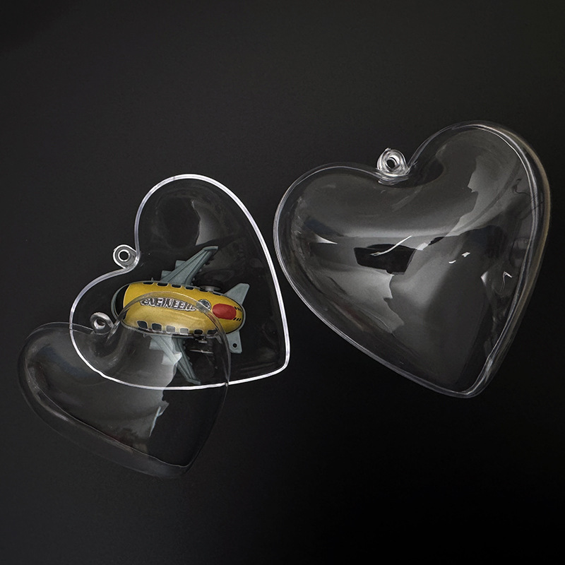 8-12cm Heart-Shaped Transparent Ball DIY Preserved Flower Ball Car Hanging Keychain Heart-Shaped Plastic Ball Handmade Hollow Ball Shell