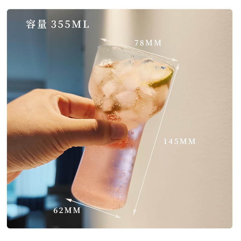 Tazas de vidrio de alto silicio de borosilicato de hielo taza de café americana bebida fría taza de bebida fría transparente taza de jugo de burbujas de boca ancha taza al por mayor
