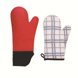 硅胶防滑耐热手套 加厚厨房烤箱手套微波炉隔热手套烘焙厨房工具