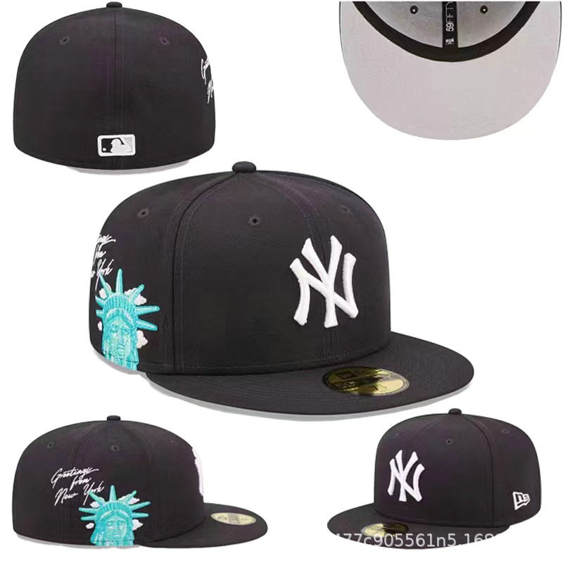 Todo cerrado, no ajustable, anti-uso de sombreros de béisbol al por mayor de comercio exterior de LA, hombres y mujeres, sombrilla de hip-hop estadounidense, sombrero de ala plana NY