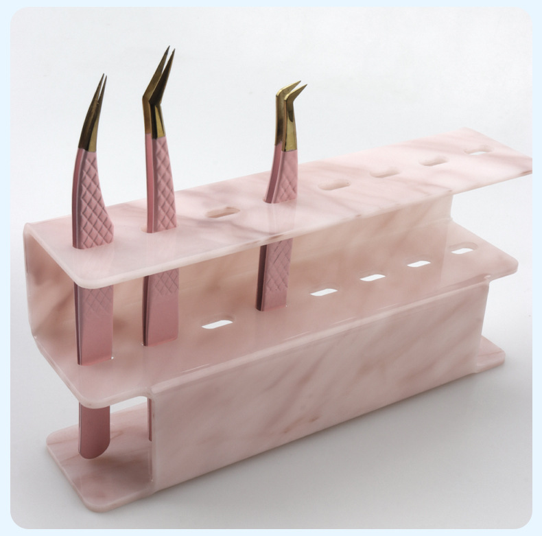 Pink Marble Eyelash Tweezer Holder 8