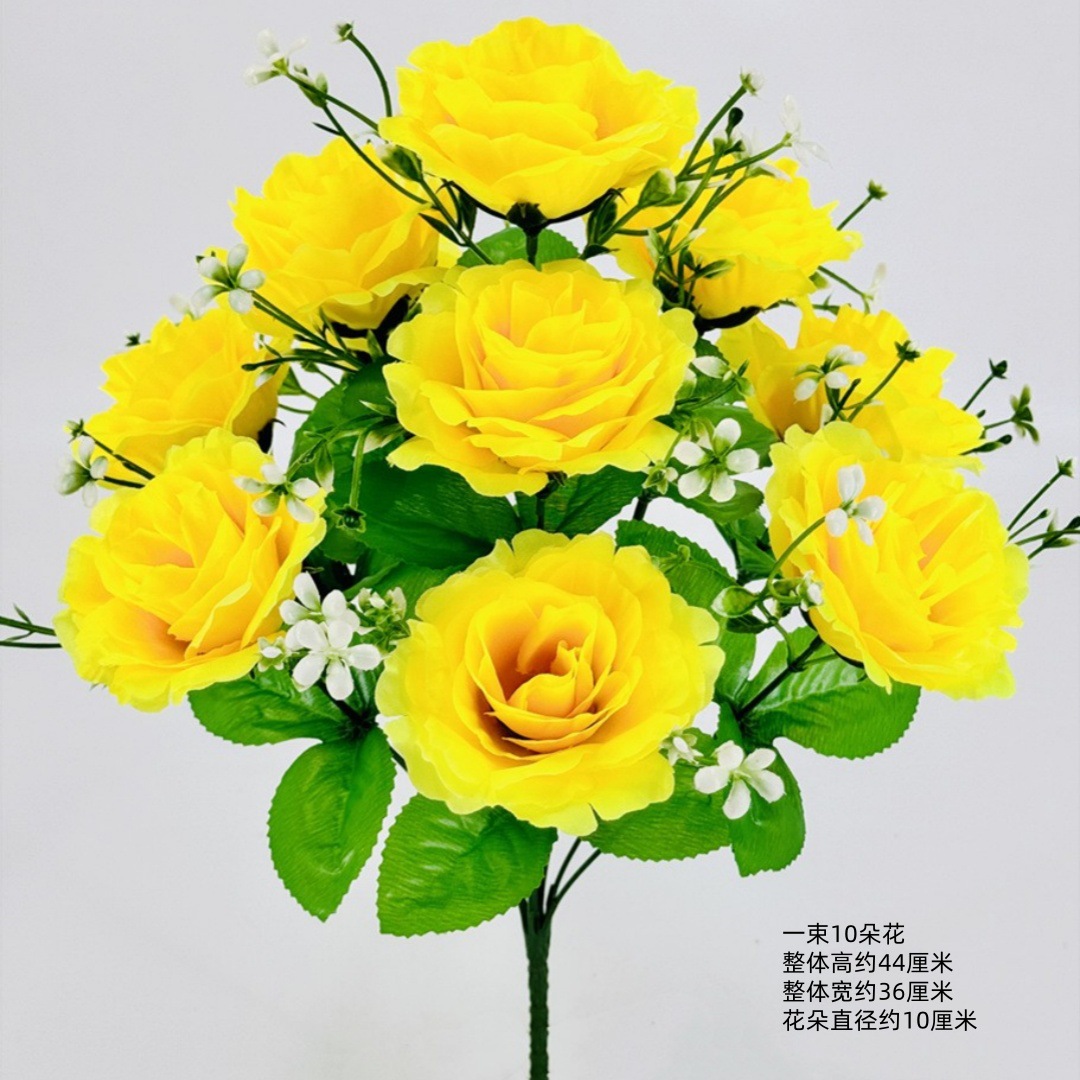 Flores de imitación de 10 flores de alto tallo princesa rosa tela de seda rosa decoración del hogar de alta calidad sala de estar mesa de comedor arreglos de flores