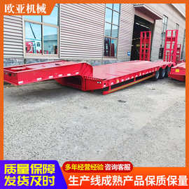 跨境低平板半挂车折叠液压爬梯钩机板车13.75米抽拉式低平板半挂