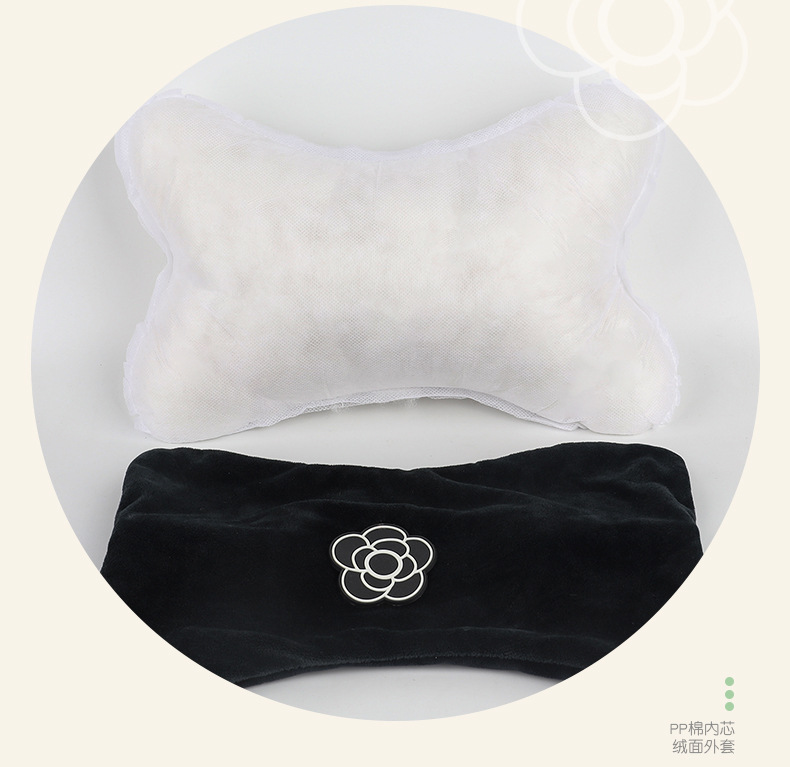 Car Headrest, a Pair of Lumbar Support Pillows, Four-Piece Set, Car Sleeping Essentials, Camellia Seat Car Neck Support Pillow