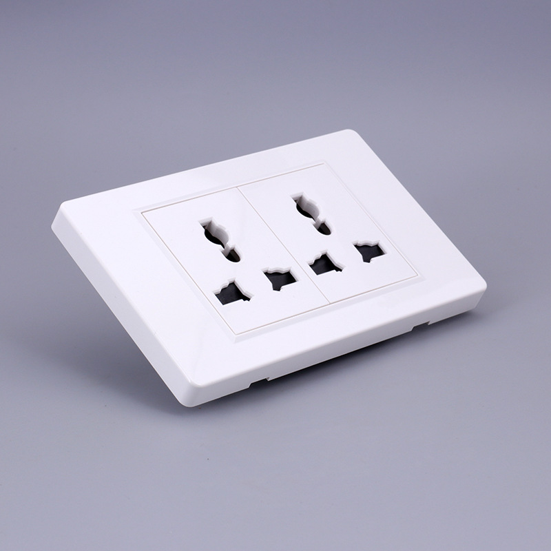 118-type multi-functional universal six-hole stainless steel glass switch power outlet panel for industrial lines, wholesale