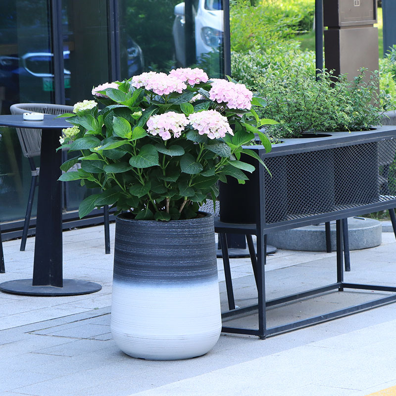 Macetas grandes de piso a techo exclusivamente transfronterizas, gradación de plástico, decoración de villa creativa nórdica, sala de estar, hogar, plantas verdes, macetas de alta profundidad