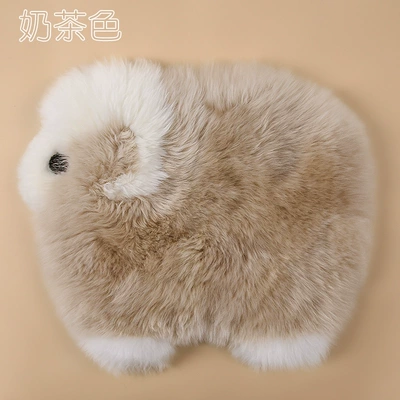 New car plush cushion winter plush backless pure wool warm single seat thick cute seat cushion (Wool pad) - 500g-per-piece-milk-tea-color