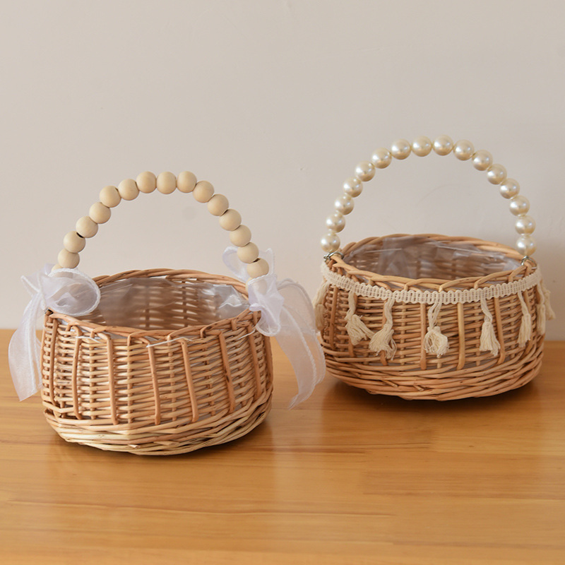 303g Weight Weave, Lace Fashion Element Open Closure Type Top Handle Strap Type Handbag Bags Type Daily Occasion Wicker Material Solid Color Pattern All Seasons Season Women's Gender Simple Style Style Cylindrical Shape Women's Wicker Solid Color Simple Style Weave Lace Cylindrical Open Handbag 17