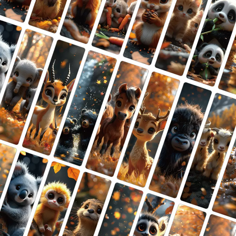 24张书签秋日动物创意手帐装饰素材文创可爱纸质书签阅读书页标记