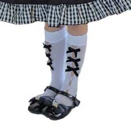 日本少女萝莉丝袜蝴蝶结中筒渔网袜日系蕾丝cos白色薄款打底袜子