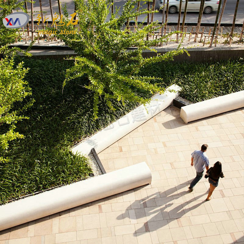 水磨石仿石混凝土异型坐凳花池异形长凳 GRC树池艺术凳水泥花坛凳