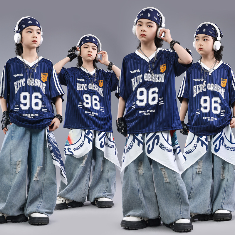 Street Dance Children's Trendy Clothing, Kids' Hip-Hop Outfits, Drum Performance Costumes, Boys' Hip-Hop Loose-Fitting Sets