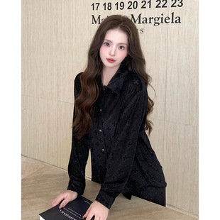 Cross Hollow Entry Luxury High-end Pajamas Women's Gold Velvet Autumn and Winter Long Sleeve Warm and Comfortable Home Clothes suit