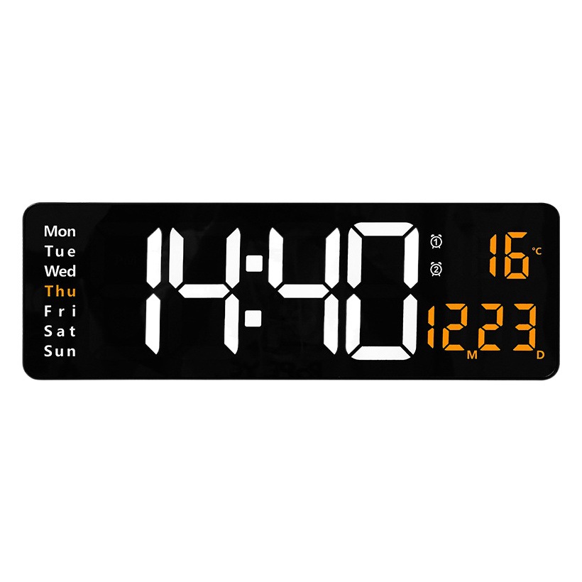 Reloj de pared LED digital nórdico de 16 pulgadas con pantalla multifunción, diseño simple para sala de estar, modelo 6626.