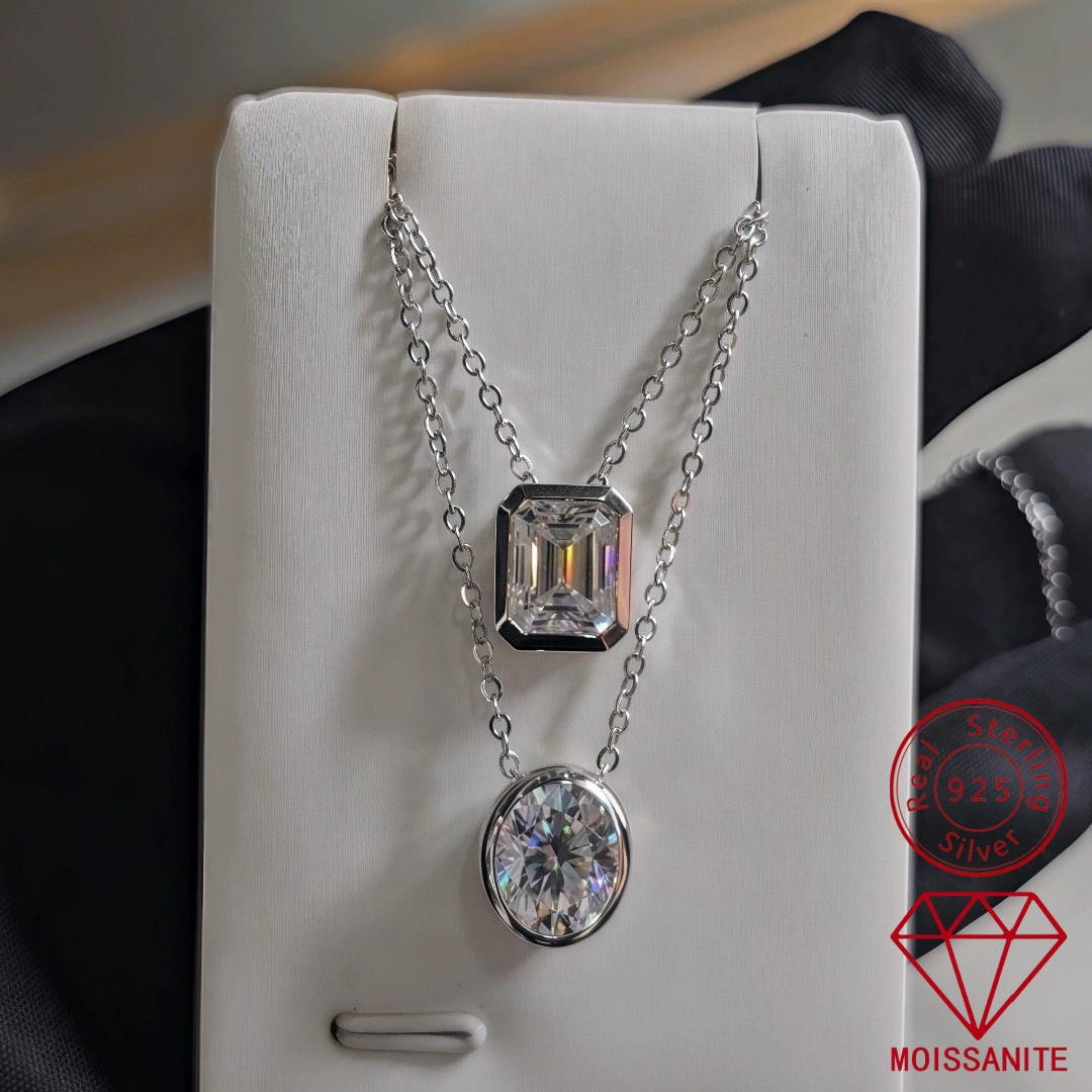 Европейская и американская мода OL муассанит овальный изумрудный ободок S925 серебряное ожерелье с подвеской универсальные ювелирные изделия высокого класса