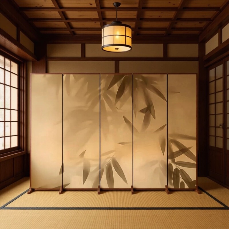 Chinese-Style Landscape Screen Partition for Living Room Entrance, Foldable and Movable, Used as a Partition Wall for Restaurant Booths, Decorative